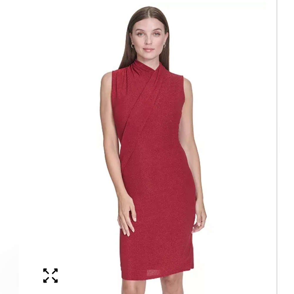 NWT Halston Red Sparkle Sleeveless Sheath‎ Dress Size 10
